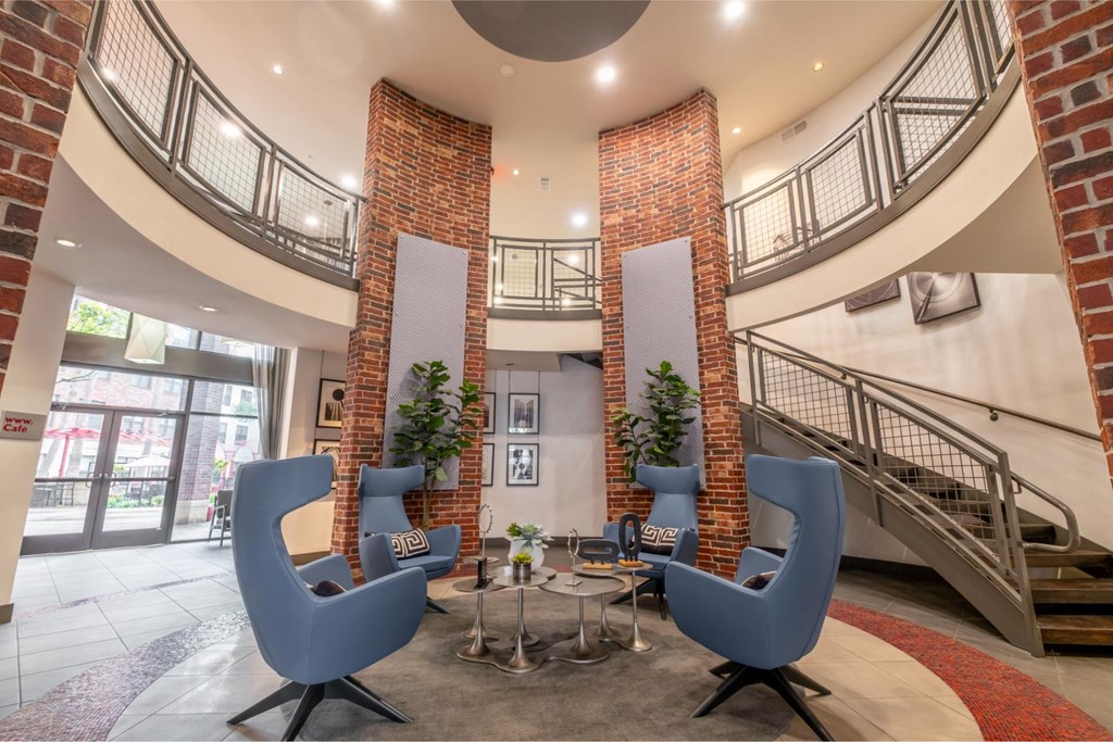 conversation area with comfortable seating at The Core apartments