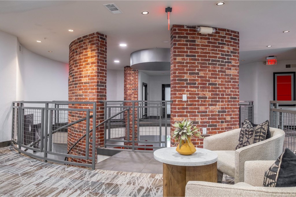conversation area with comfortable seating at The Core apartments