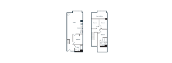 A diagram showing two different floor plans of a building.