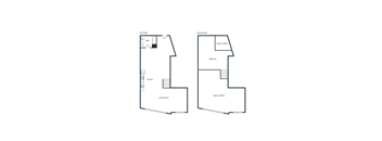 A floor plan of a two-story house with labeled rooms.