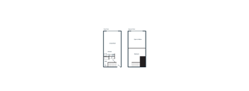 A diagram shows the layout of a house with a living room, kitchen, and bedroom on the first floor, and an open door to a balcony on the second floor.