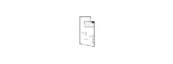 A floor plan of a house with a living room, kitchen, and two bedrooms.