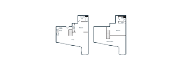 A blueprint of a house with two floors and a basement.