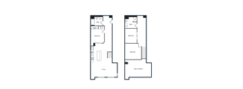 A floor plan of a building with rooms labeled.
