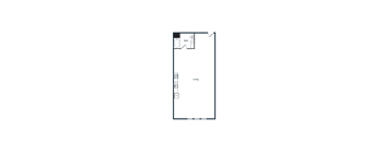 A black screen with a white rectangle in the middle and some icons.