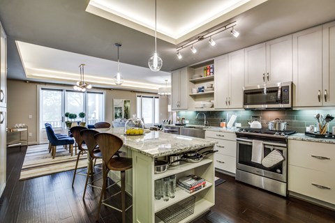 modern kitchen at The Ivy luxury apartments