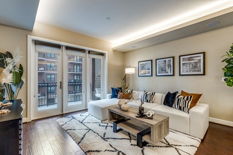 spacious living room at The Ivy apartments