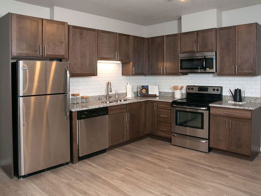 Interior Kitchen Luxury Studio, 1, 2 and 3 Bedroom Apartments with New Kitchen-Berkshire Central- 9436 Ulysses Street NE Blaine, MN. 55434