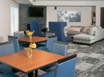 Berkshire Central Apartments with Social Spaces with Fireside Lounge, Resident ClubRoom, Work-From-Home Spaces and Communal Dining, Blaine, MN. 55434