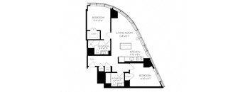 Two Bedroom Two Bathroom 2 A - 1  Floorplan at The Benjamin Seaport Residences, Boston, MA