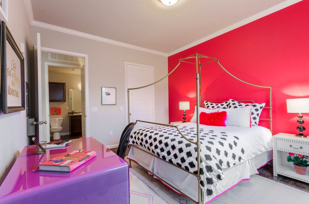 Bedroom with comfy bed at Park 3Eighty, Aubrey, TX