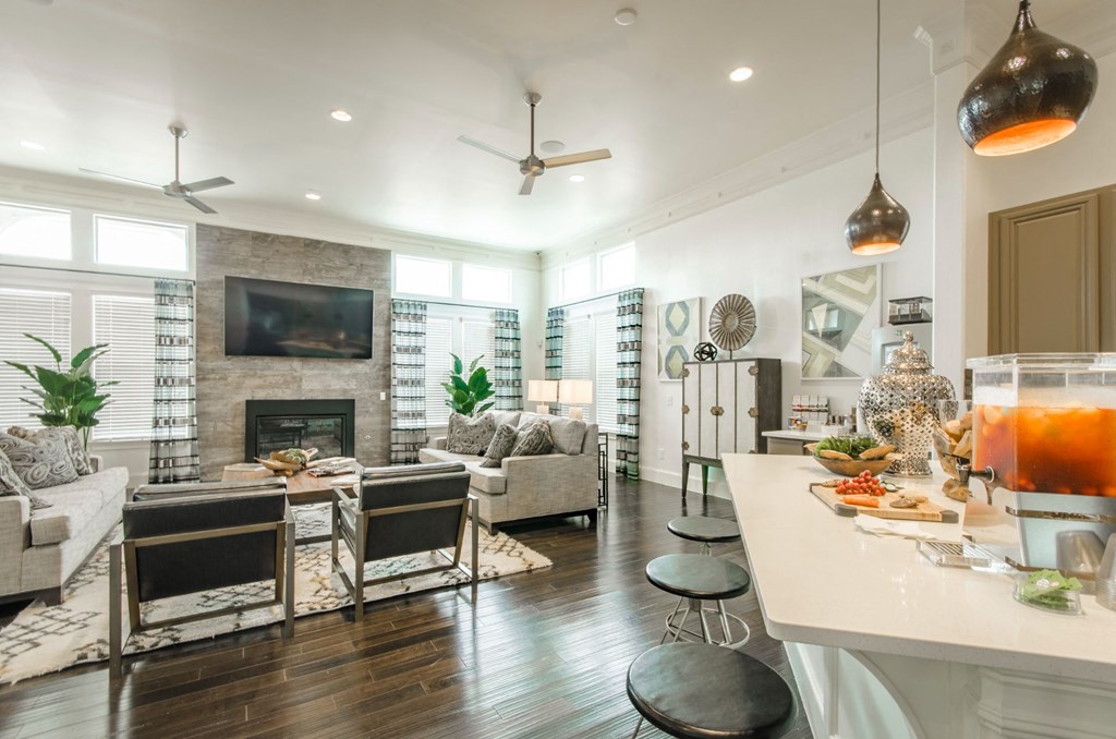 Living room view at Park 3Eighty, Aubrey, TX