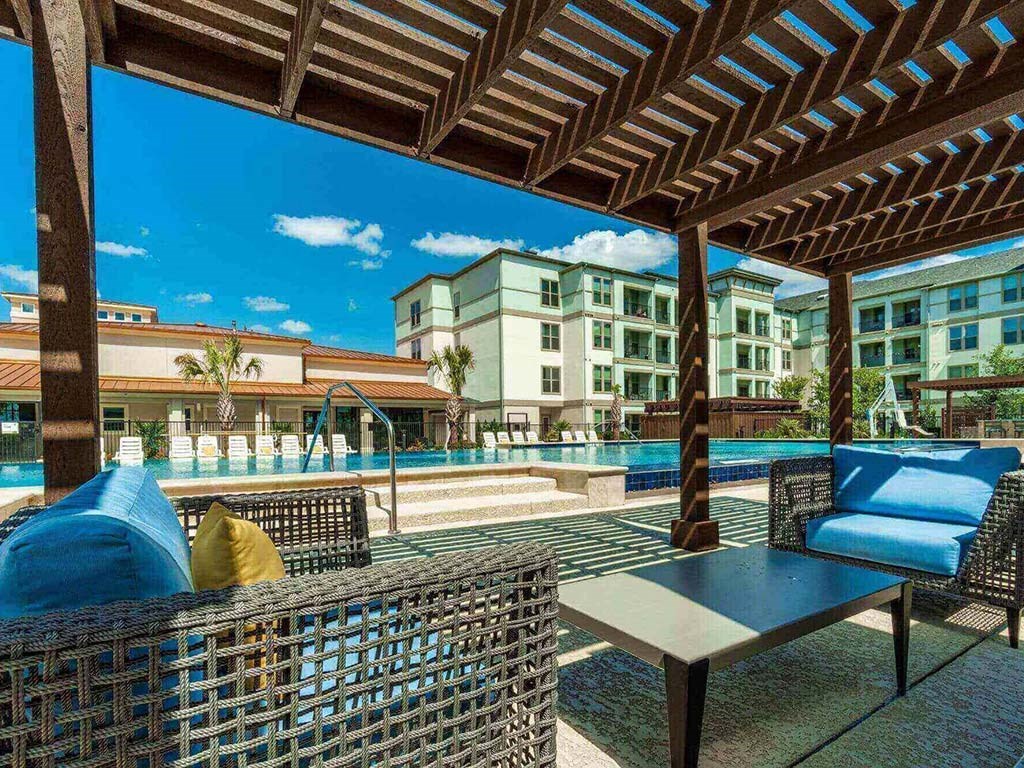 Pool side lounges3 at Reveal at Bayside, Rowlett, Texas