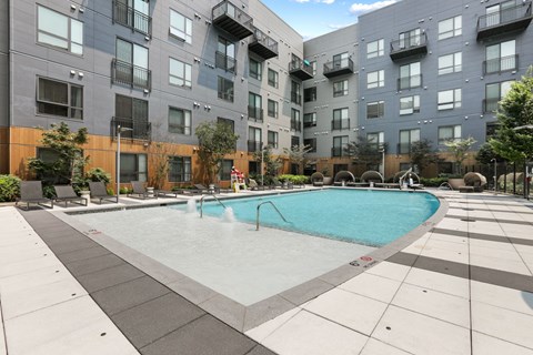 Trellis House apartments pool and sun deck without lounging