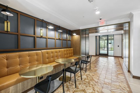 Trellis House apartments lounge with communal social spaces