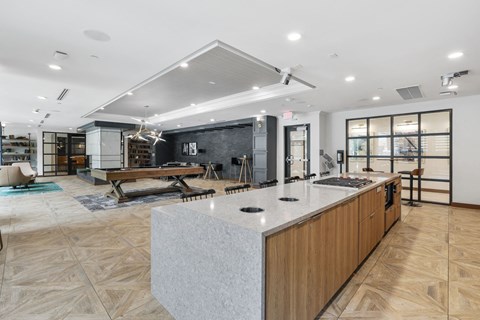 Trellis House apartments resident kitchen and social area