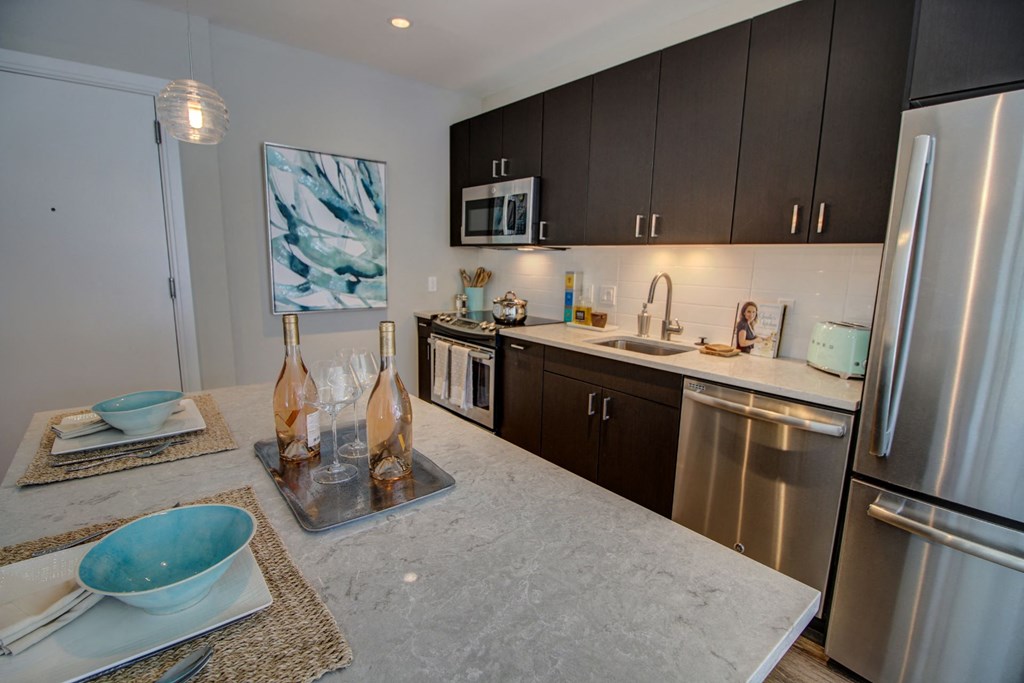Caesarstone Countertop Kitchen at Via Seaport Residences, Boston