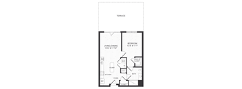 one bedroom floor plan at The James apartments Park Ridge, NJ