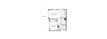 one bedroom floor plan at The James apartments Park Ridge, NJ