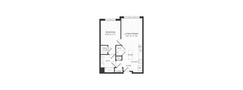 one bedroom floor plan at The James apartments Park Ridge, NJ