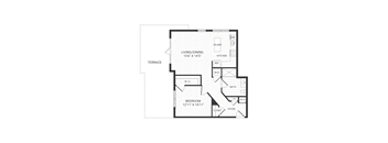 one bedroom floor plan at The James apartments Park Ridge, NJ