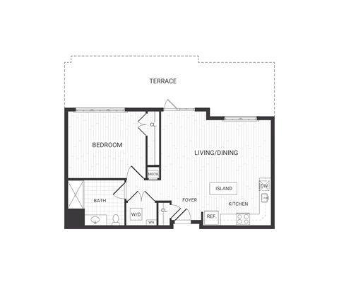 one bedroom floor plan at The James apartments Park Ridge, NJ