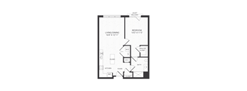 one bedroom floor plan at The James apartments Park Ridge, NJ