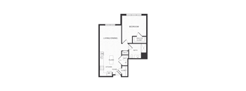 one bedroom floor plan at The James apartments Park Ridge, NJ