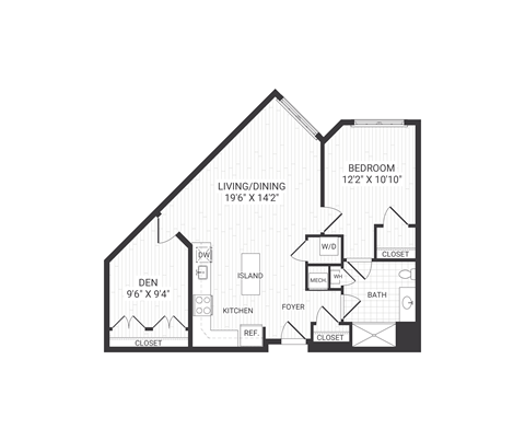 one bedroom floor plan at The James apartments Park Ridge, NJ