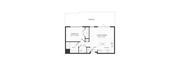 one bedroom floor plan at The James apartments Park Ridge, NJ