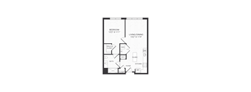 one bedroom floor plan at The James apartments Park Ridge, NJ