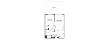 one bedroom floor plan at The James apartments Park Ridge, NJ