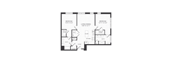 two bedroom floor plan at The James apartments Park Ridge, NJ