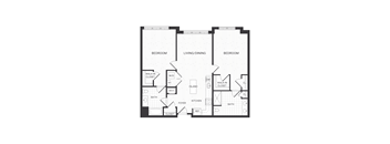 two bedroom floor plan at The James apartments Park Ridge, NJ