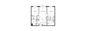 two bedroom floor plan at The James apartments Park Ridge, NJ