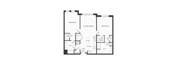 two bedroom floor plan at The James apartments Park Ridge, NJ