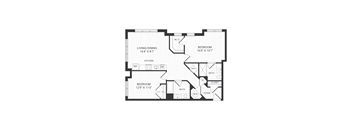 two bedroom floor plan at The James apartments Park Ridge, NJ