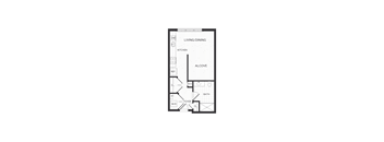 one bedroom floor plan at The James apartments Park Ridge, NJ