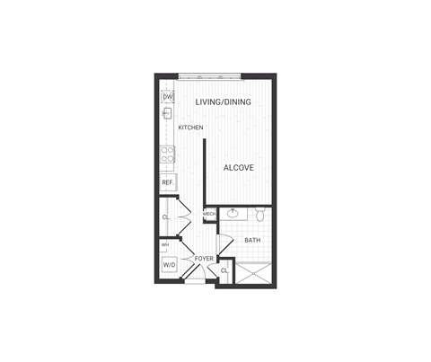 one bedroom floor plan at The James apartments Park Ridge, NJ