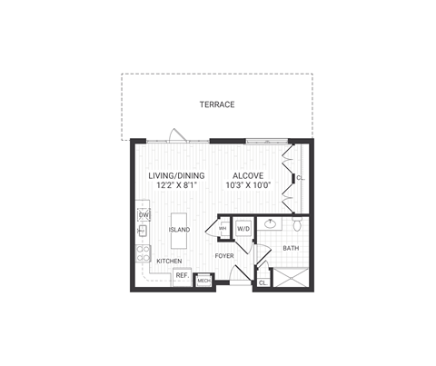studio apartment at The James Park Ridge