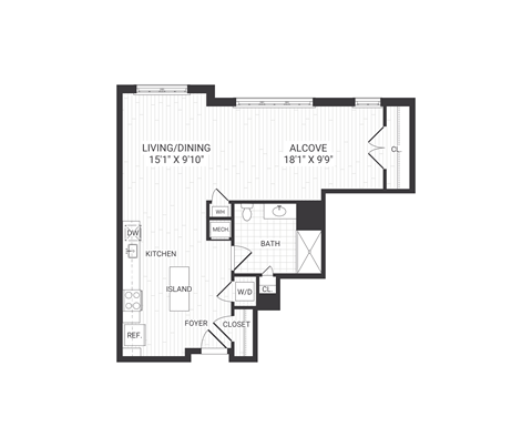 studio apartment at The James Park Ridge