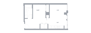A floor plan of a house with labeled rooms for sleep, live, and eat.