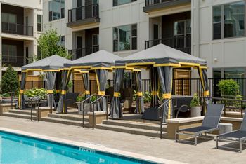 Picturesque Pool And Cabana Setting at Berkshire Main Street, Durham, North Carolina