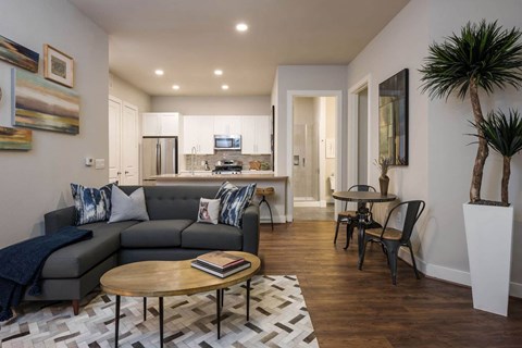 spacious living room at Tinsley on the Park apartments
