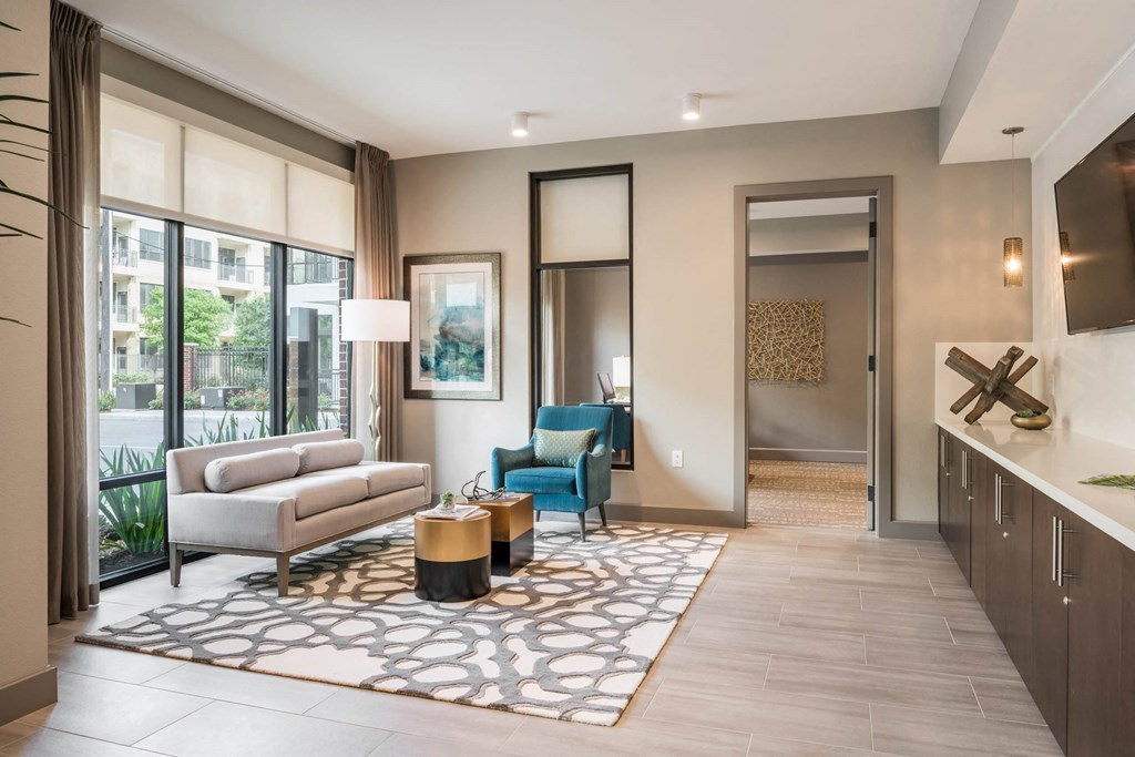 social lounging area at Tinsley on the Park apartments