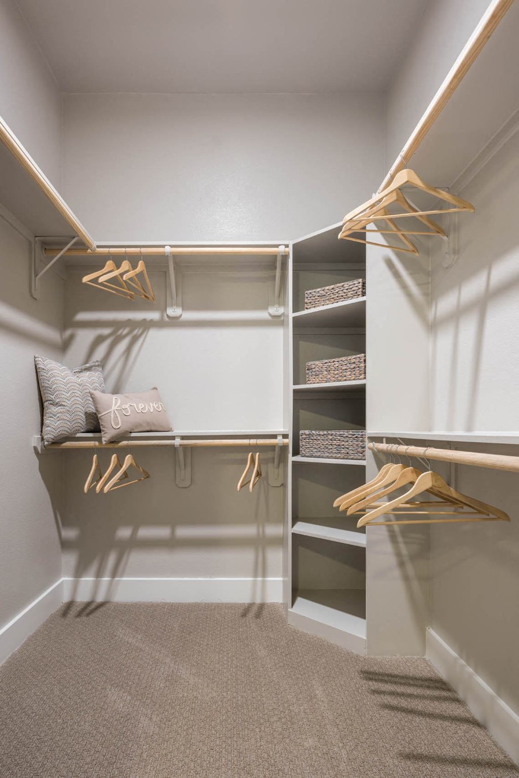 a walk in closet with shelves at Tinsley on the Park apartments