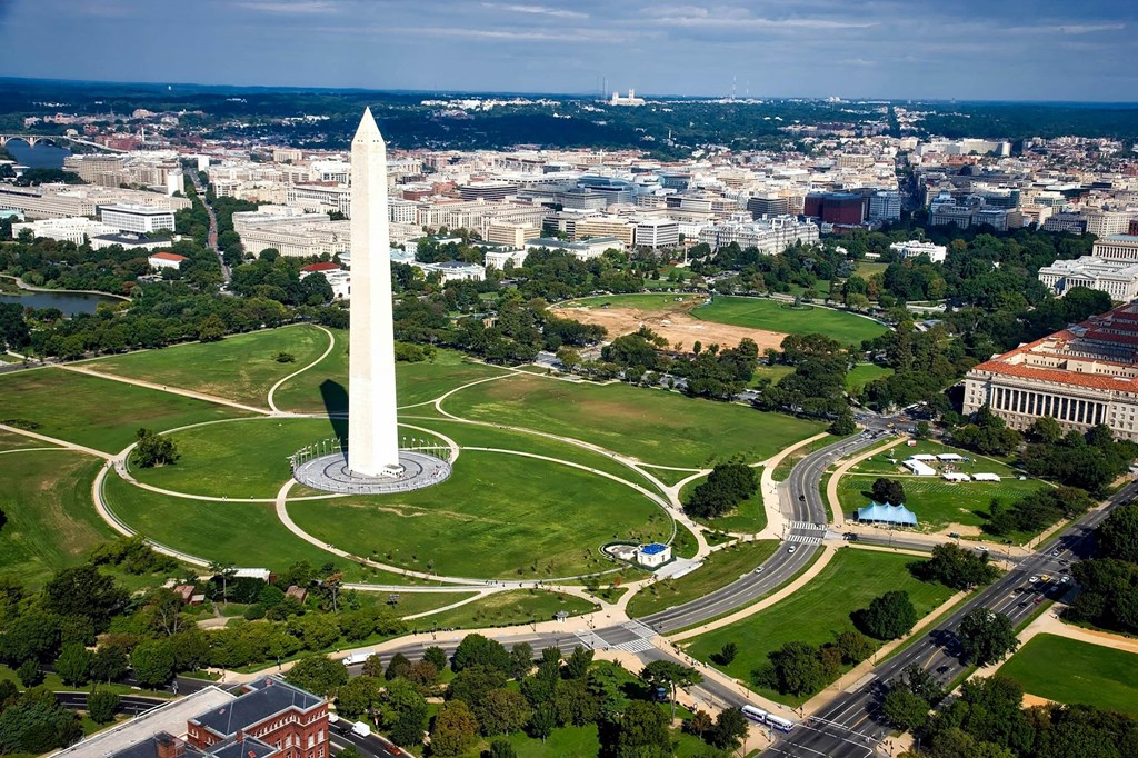 an aerial view of the monument
