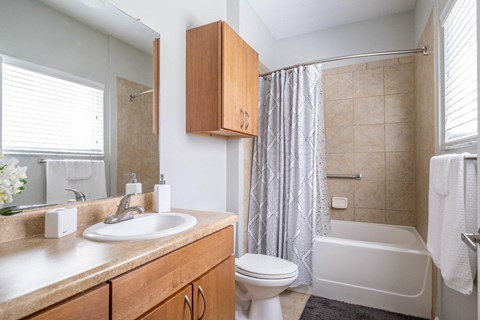 An upscale bathroom at Verano apartments