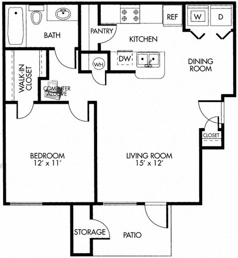 Alpine Floorplan at Dakota Ridge Apartments, Littleton, Colorado