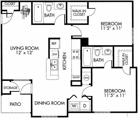Aspen Floorplan at Dakota Ridge Apartments, Colorado
